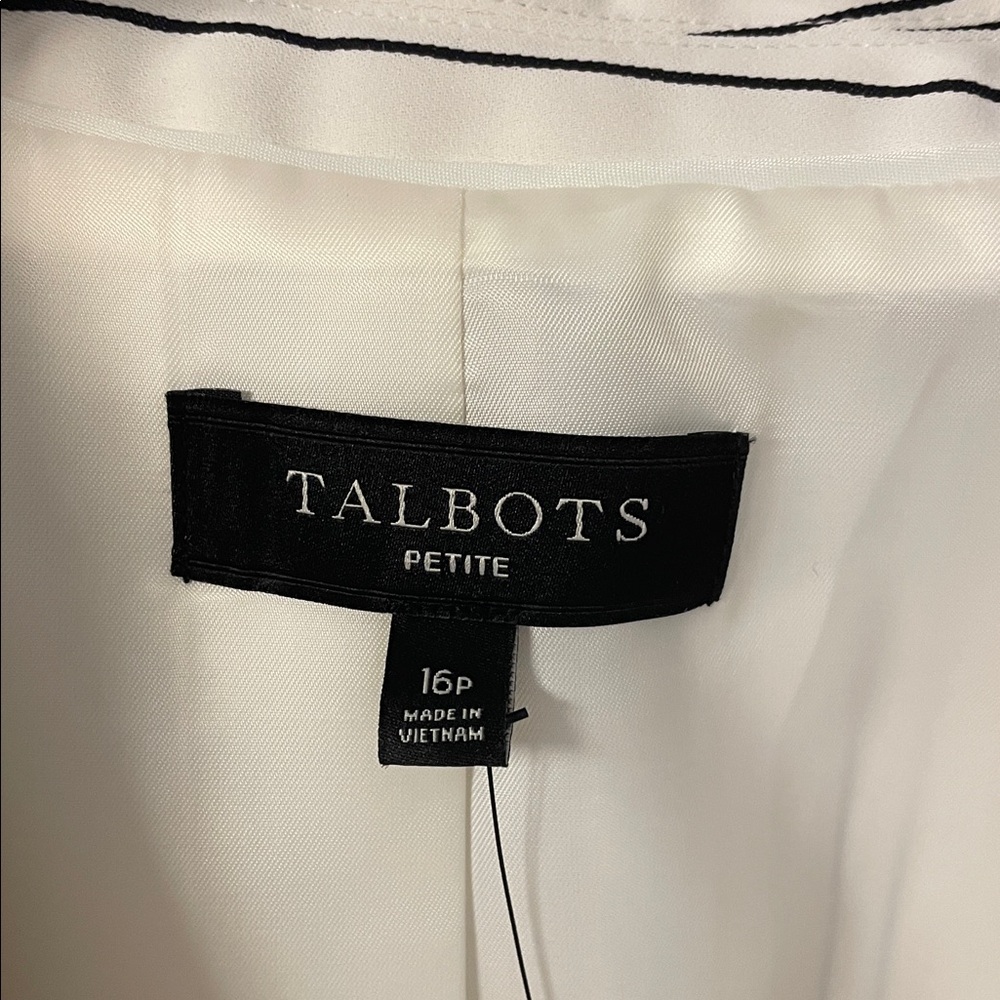 Talbots Ivory and Navy Stripe Blazer Suit Jacket - Picture 5 of 7